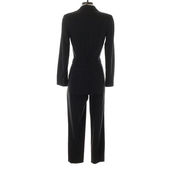 Ralph Lauren Tuxedo Jumpsuit Black Wool Long Sleeve 0 Straight Leg Silk Lapels - Picture 3 of 12
